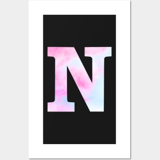 The Letter N Blue and Pink Design Posters and Art